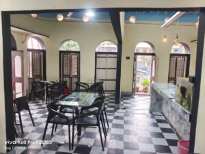 Restaurant interior with elegant seating and warm lighting